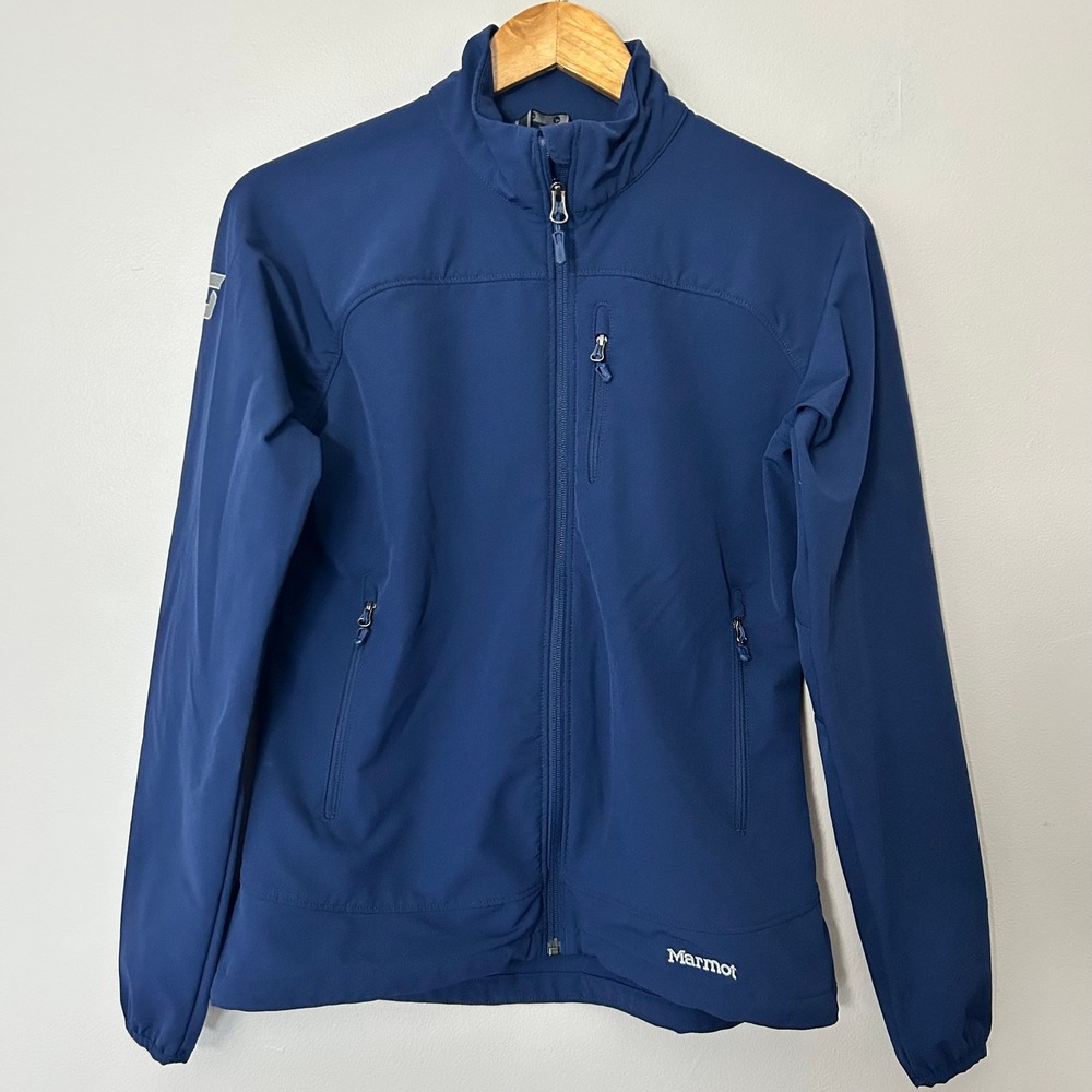 Marmot M3 Softshell Jacket Women M Blue Full Zip Stretch Outdoor Hiking Coat